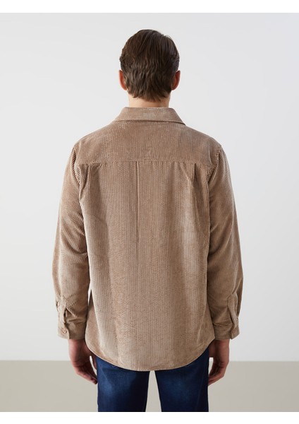 Yeni Sezon Regular Fit Uzun Kollu Kadife Erkek Gömlek fırsatları