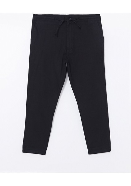 Yeni Sezon Standart Kalıp Keten Görünümlü Erkek Pantolon