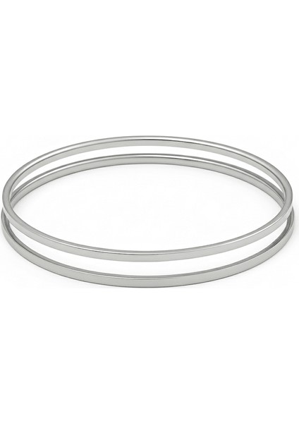 Kadın Çelik Ajda Bileklik - 2 Li Model - Gümüş Renk
