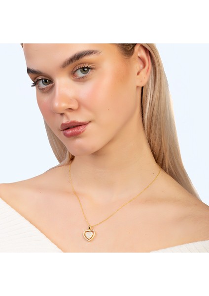 Zirkon Taşlı Kalp Model Altın Renk Isme Özel Yazılı 925 Ayar Gümüş Kadın Kolye modelleri