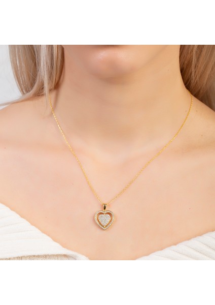 Zirkon Taşlı Kalp Model Altın Renk Isme Özel Yazılı 925 Ayar Gümüş Kadın Kolye fırsatları