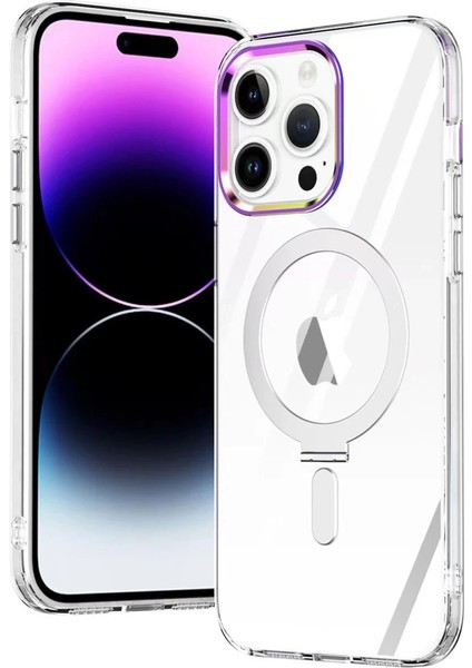 Iphone 15 Pro Kılıf Mudo Magneticsafe Standlı Kapak - Şeffaf