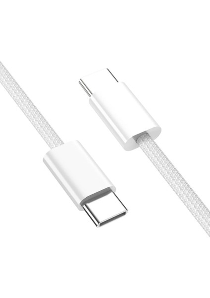 Type C-C 60WATT Örgülü Hızlı Şarj Kablosu, iPhone 15/16 ve Android Uyumlu, 1 mt