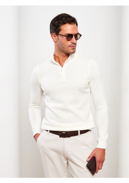 Yeni Sezon Fermuarlı Dik Yaka Uzun Kollu Erkek Triko Kazak fırsatları