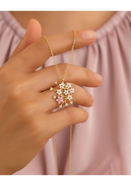 Kiraz Çiçeği Sakura 14 Ayar Altın Kolye