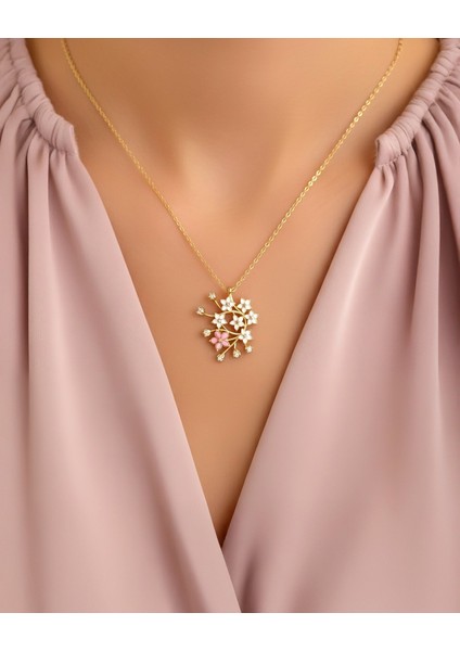 Kiraz Çiçeği Sakura 14 Ayar Altın Kolye fiyatları