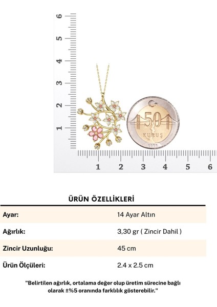Kiraz Çiçeği Sakura 14 Ayar Altın Kolye indirimleri