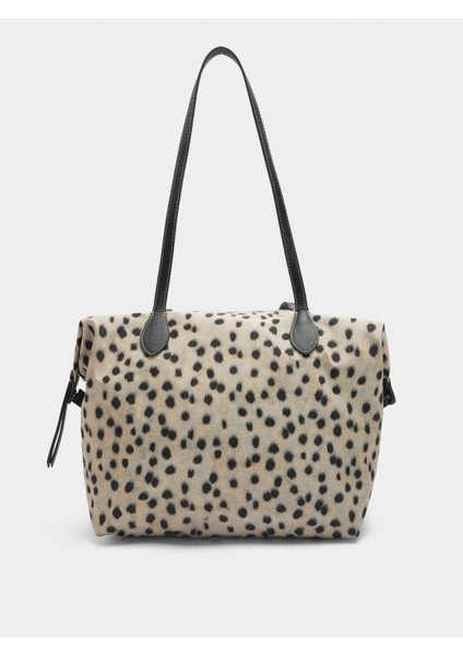 Desenli Teknik Kumaş Shopper Çanta