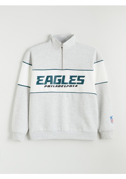 Yeni Sezon Dik Yaka Baskılı Erkek Kalın Sweatshirt