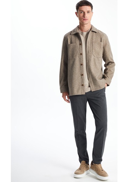 Yeni Sezon Regular Fit Uzun Kollu Kaşe Erkek Gömlek Ceket fiyatları