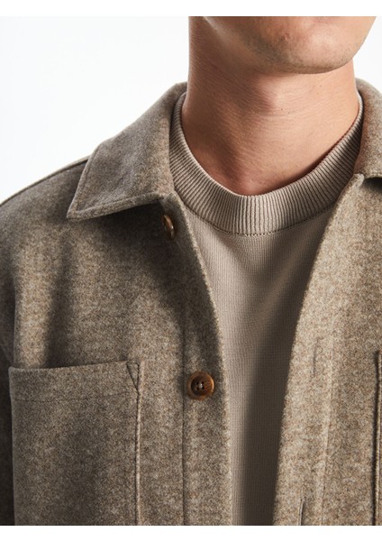 Yeni Sezon Regular Fit Uzun Kollu Kaşe Erkek Gömlek Ceket modelleri