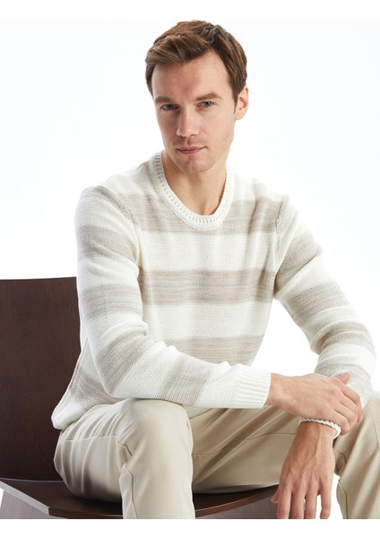 Yeni Sezon Bisiklet Yaka Uzun Kollu Çizgili Erkek Triko Kazak