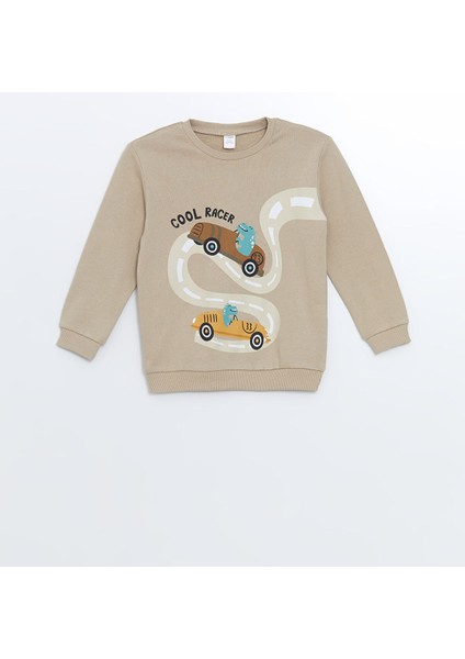 Yeni Sezon Bisiklet Yaka Uzun Kollu Baskılı Erkek Bebek Sweatshirt 2'li fiyatları