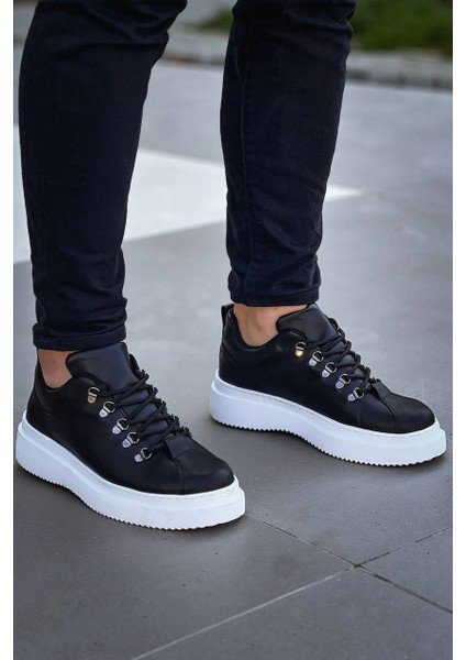 Nrtmsa Kb-X4 Kuback Siyah Cilt Yüksek Taban Bağcıklı Günlük Erkek Ayakkabı (Numara: 40)