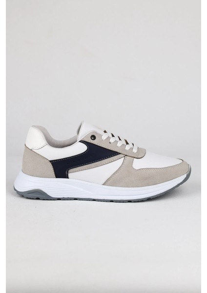 Erkek Spor Sneaker Beyaz ve Taş Rengi Ayakkabı Ortopedik Tabanlı D100 fiyatları