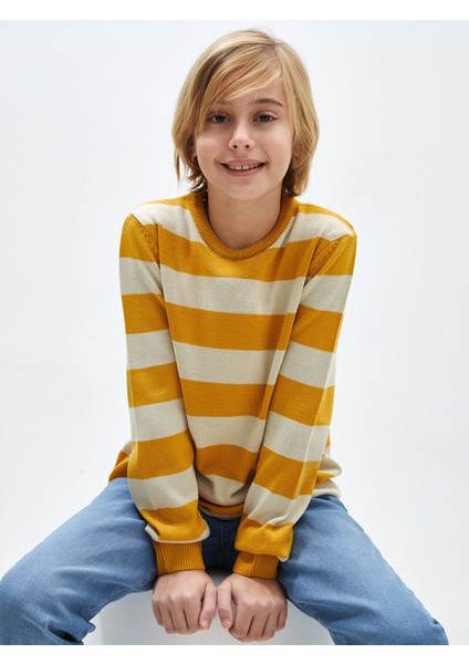Yeni Sezon Bisiklet Yaka Çizgili Uzun Kollu Erkek Çocuk Triko Kazak