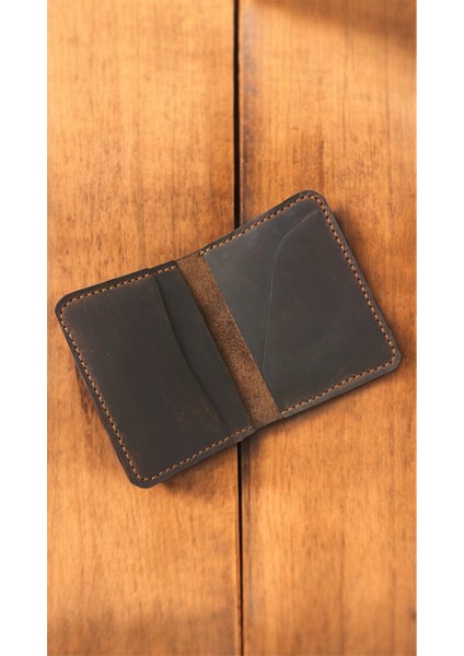 Liberta El Yapımı Hakiki Gerçek Deri Kadın Erkek Kart Cüzdan Taba Rengi