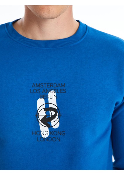 Yeni Sezon Bisiklet Yaka Baskılı Erkek Kalın Sweatshirt modelleri