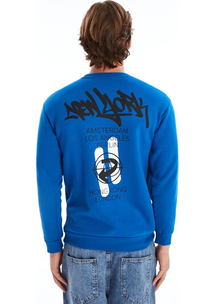 Yeni Sezon Bisiklet Yaka Baskılı Erkek Kalın Sweatshirt fırsatları