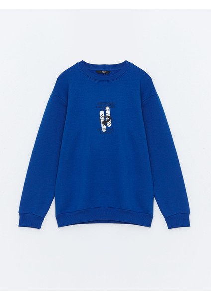 Yeni Sezon Bisiklet Yaka Baskılı Erkek Kalın Sweatshirt indirimleri