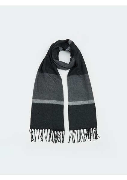 Yeni Sezon Püskül Detaylı Çizgili Erkek Atkı