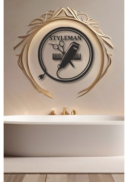 Kişiye Özel Isimli Metal Berber Salon Duvar Dekoru Metal Kuaför Tabelası