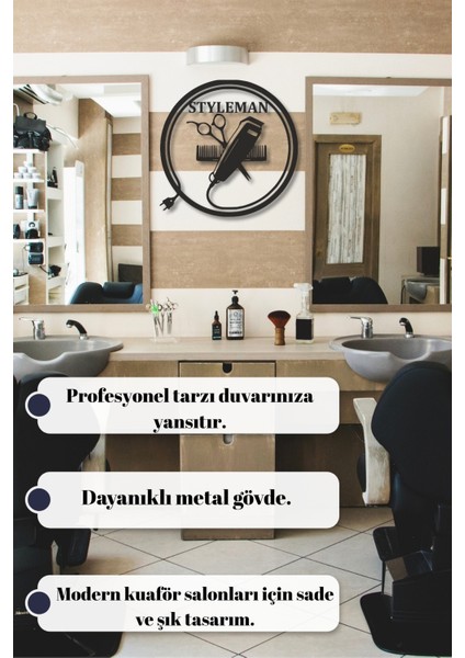 Kişiye Özel Isimli Metal Berber Salon Duvar Dekoru Metal Kuaför Tabelası