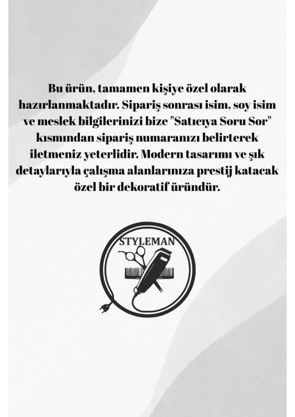 Kişiye Özel Isimli Metal Berber Salon Duvar Dekoru Metal Kuaför Tabelası