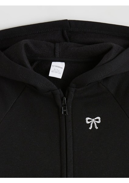 Yeni Sezon Fiyonk Nakışlı Kız Çocuk Kalın Fermuarlı Sweatshirt modelleri