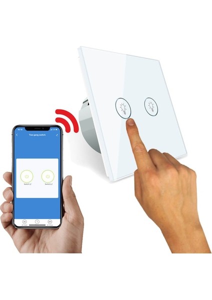 Fonri WF3-EL3-0202-03 Wıfı Kablosuz S1N2G Akıllı Dokunmatik Çiftli Duvar Anahtarı