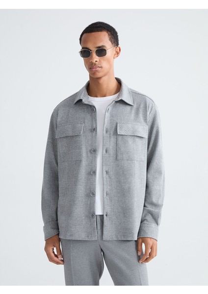 Yeni Sezon Regular Fit Uzun Kollu Ekose Erkek Gömlek Ceket