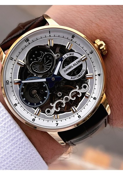 Deri Kordon Otomatik Mekanizma Metap ve Güneş Kadranlı Erkek Kol Saati+Bileklik 14013.5 fiyatları