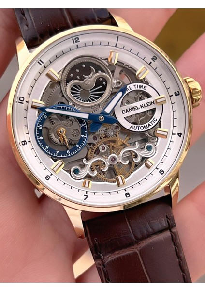 Deri Kordon Otomatik Mekanizma Metap ve Güneş Kadranlı Erkek Kol Saati+Bileklik 14013.5 fırsatları