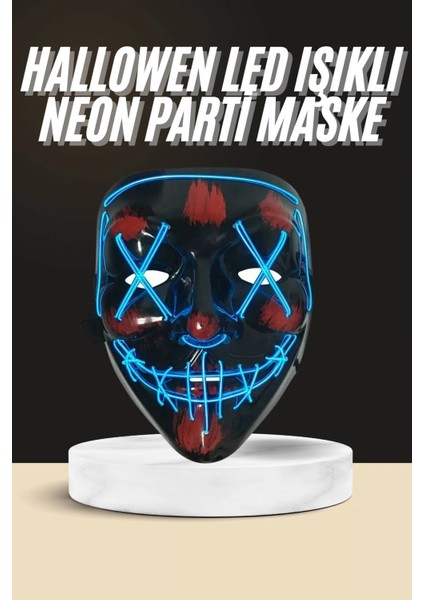Işıklı LED Maske Parti Eğlence Maskesi Hallowen Neon Maske