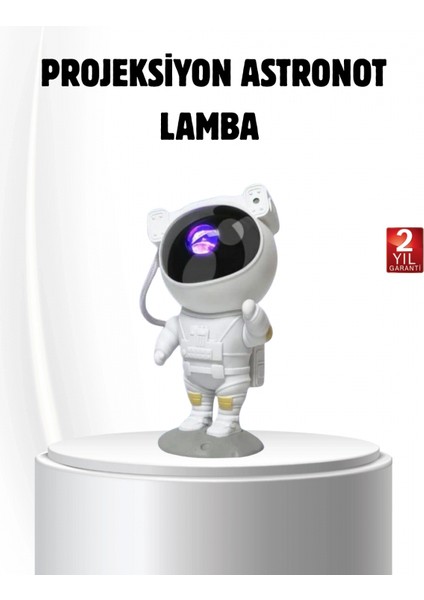 Bluetooth Müzikli Astronot Projeksiyon Lambası Yıldız ve Ay Efektli