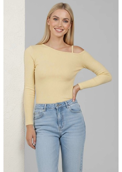 Tek Omuz Ipli Bluz Sarı T4328