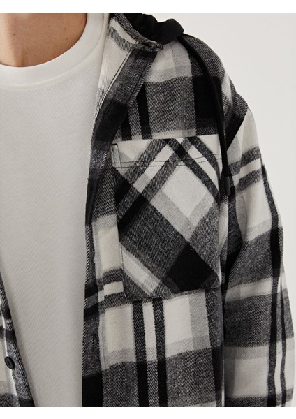 Yeni Sezon Kapüşonlu Ekose Desenli Erkek Gömlek Ceket modelleri