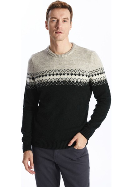 Yeni Sezon Bisiklet Yaka Uzun Kollu Desenli Erkek Triko Kazak