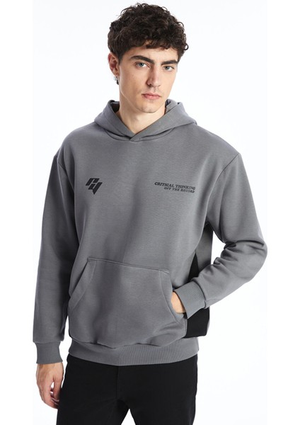 Yeni Sezon Uzun Kollu Baskılı Erkek Kalın Hoodie