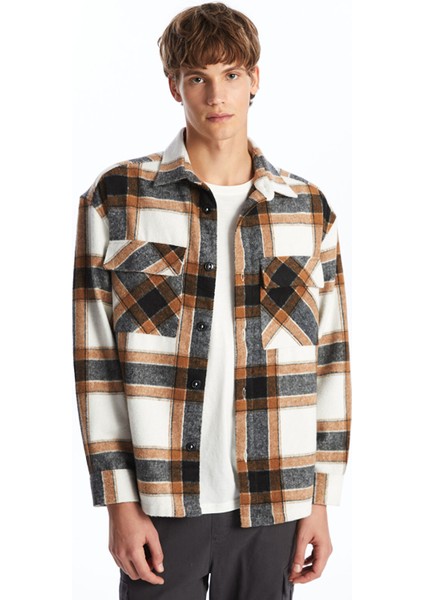 Yeni Sezon Rahat Kalıp Uzun Kollu Ekose Erkek Oduncu Gömlek Ceket