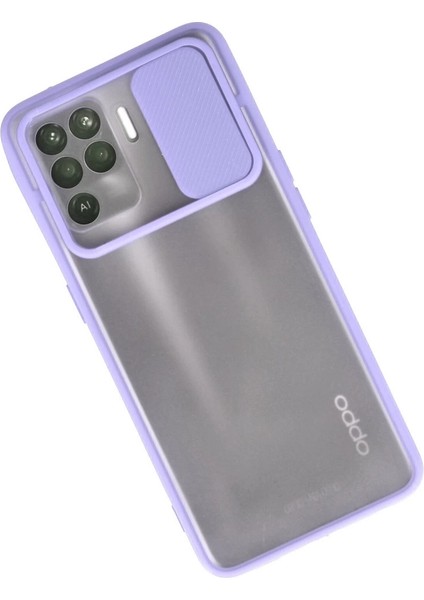 Oppo Reno 5 Lite Kılıf Palm Buzlu Kamera Sürgülü Silikon - Lila fiyatları