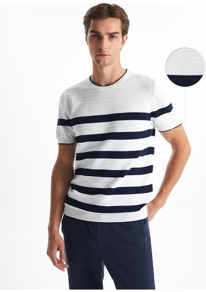 Yeni Sezon Bisiklet Yaka Kısa Kollu Çizgili Erkek Triko Kazak