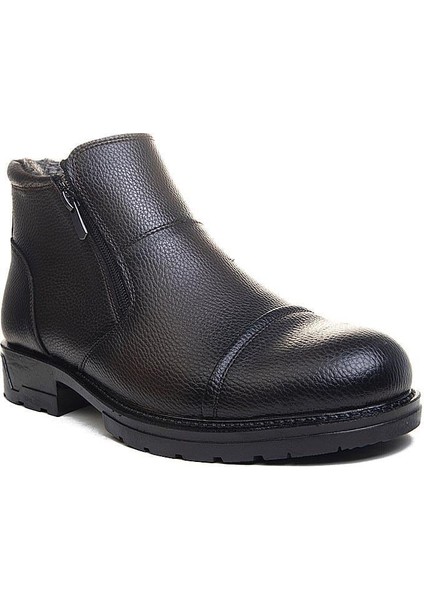 Siyah Çift Fermuarlı Su Geçirmez Içi Yünlü Erkek Kısa Bot