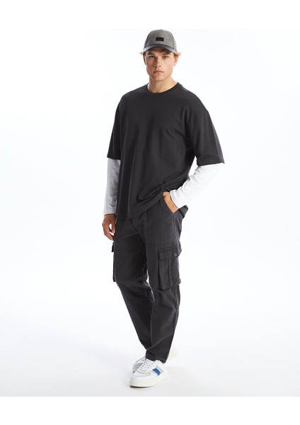 Yeni Sezon Standart Kalıp Gabardin Erkek Kargo Pantolon