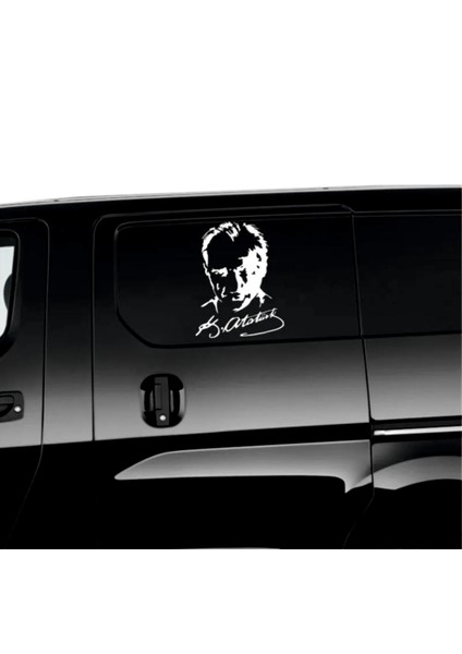 Atatürk Imzalı Araç, Araba, Oto, Motorsiklet, Kask, Laptop, Cam Sticker 19X15 cm