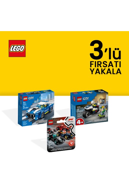 City Polis Macera 3’lü Özel Set Paket (Polis Araba + Polis Motosikletli Kovalamaca + Mini Formu