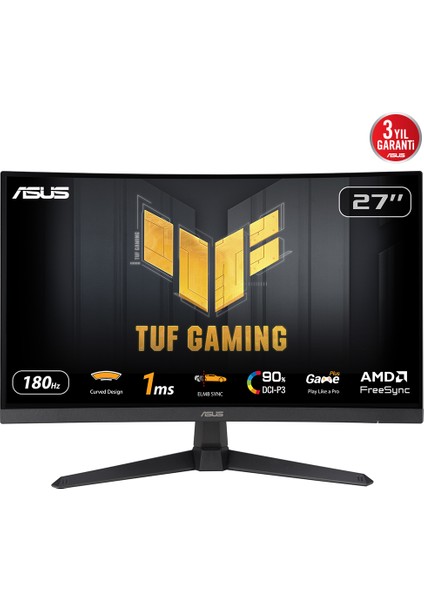 Asus Tuf Gamıng VG27VQ3B 27" 1ms 180Hz 1920X1080 Dp/hdmı Curved Gamıng Monıtor