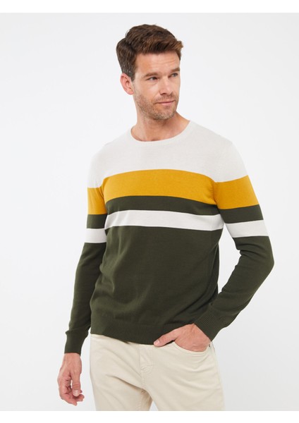 Yeni Sezon Bisiklet Yaka Uzun Kollu Renk Bloklu Erkek Triko Kazak