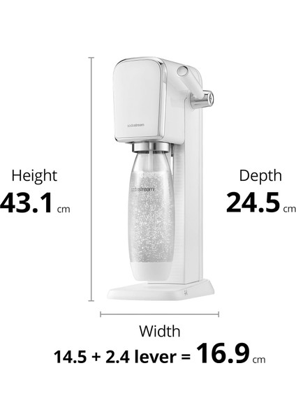 Art Kollu Soda Makinesi, 1l Bulaşık Makinesinde Yıkanabilir Şişe, Şık Paslanmaz Çelik Gövde modelleri