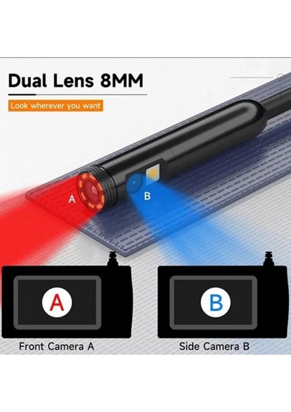 VTN-093 Ekranlı Çift Kameralı 30 Metre Sert Kablo Yılan Endoskop Kamera 8 mm 4.3 Inc indirimleri